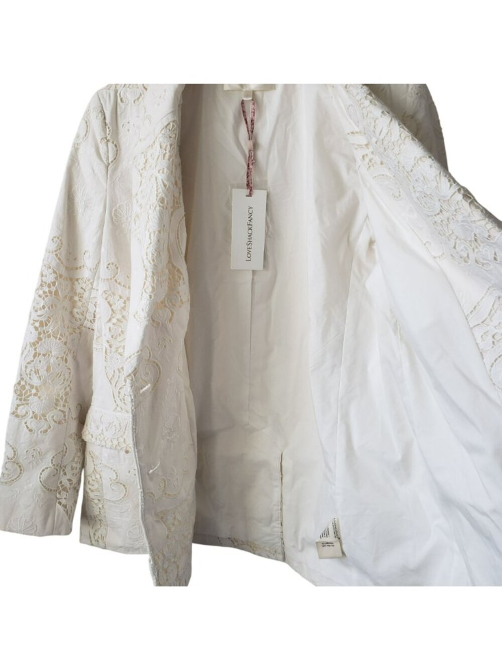 NEW LoveShackFancy Luara Cotton Doiley Lace Blazer Jacket White Bridal Coquette - Picture 16 of 16